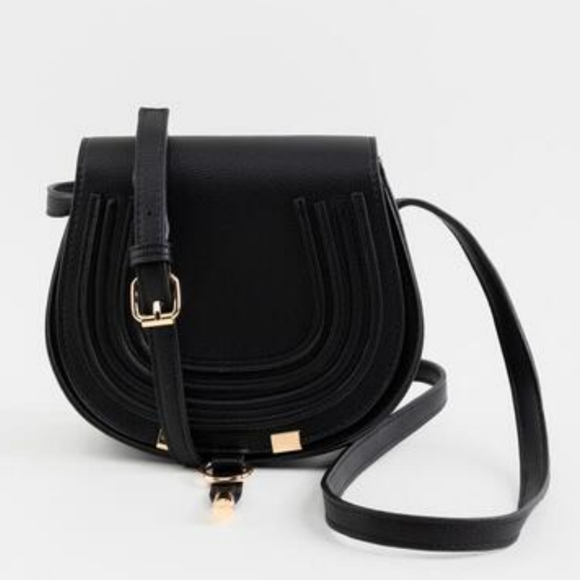 NWT Francesca's Women's Camilla Saddle Black Crossbody - Picture 4 of 7